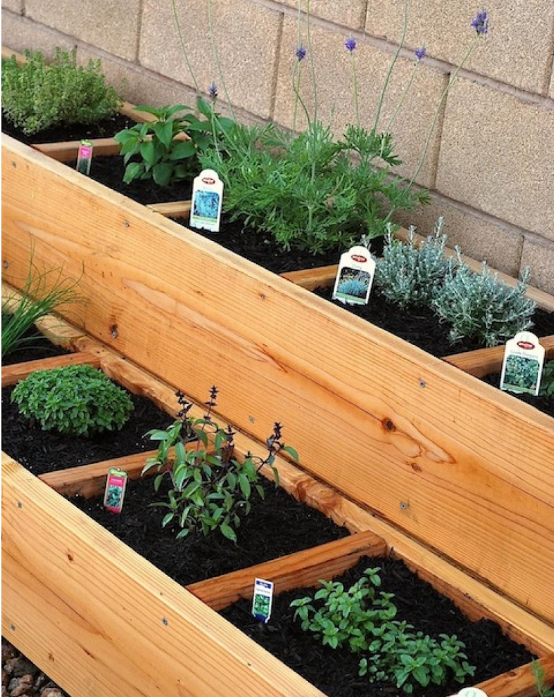 fines herbes jardinière planches - Maison jardin astuce